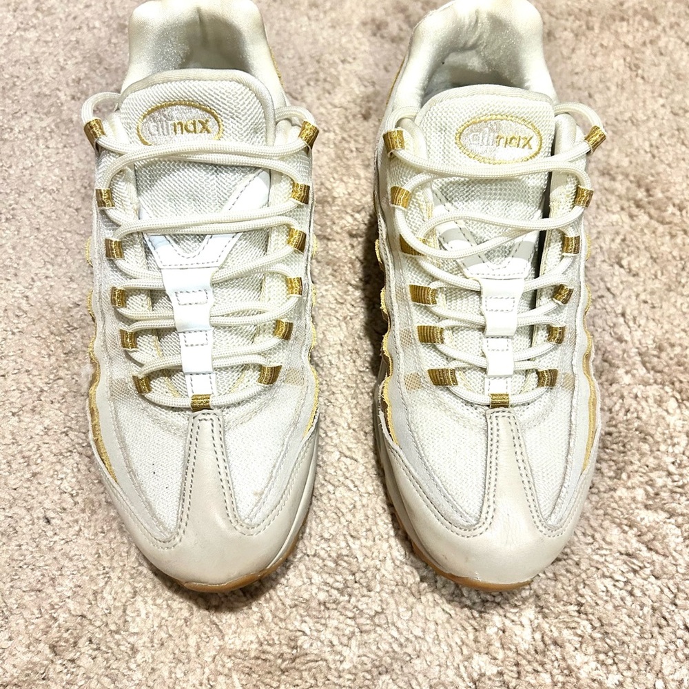 Women's White and Gold Sneakers